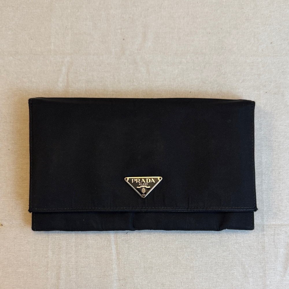 Prada‎ Elegant Nylon Black Envelope Clutch